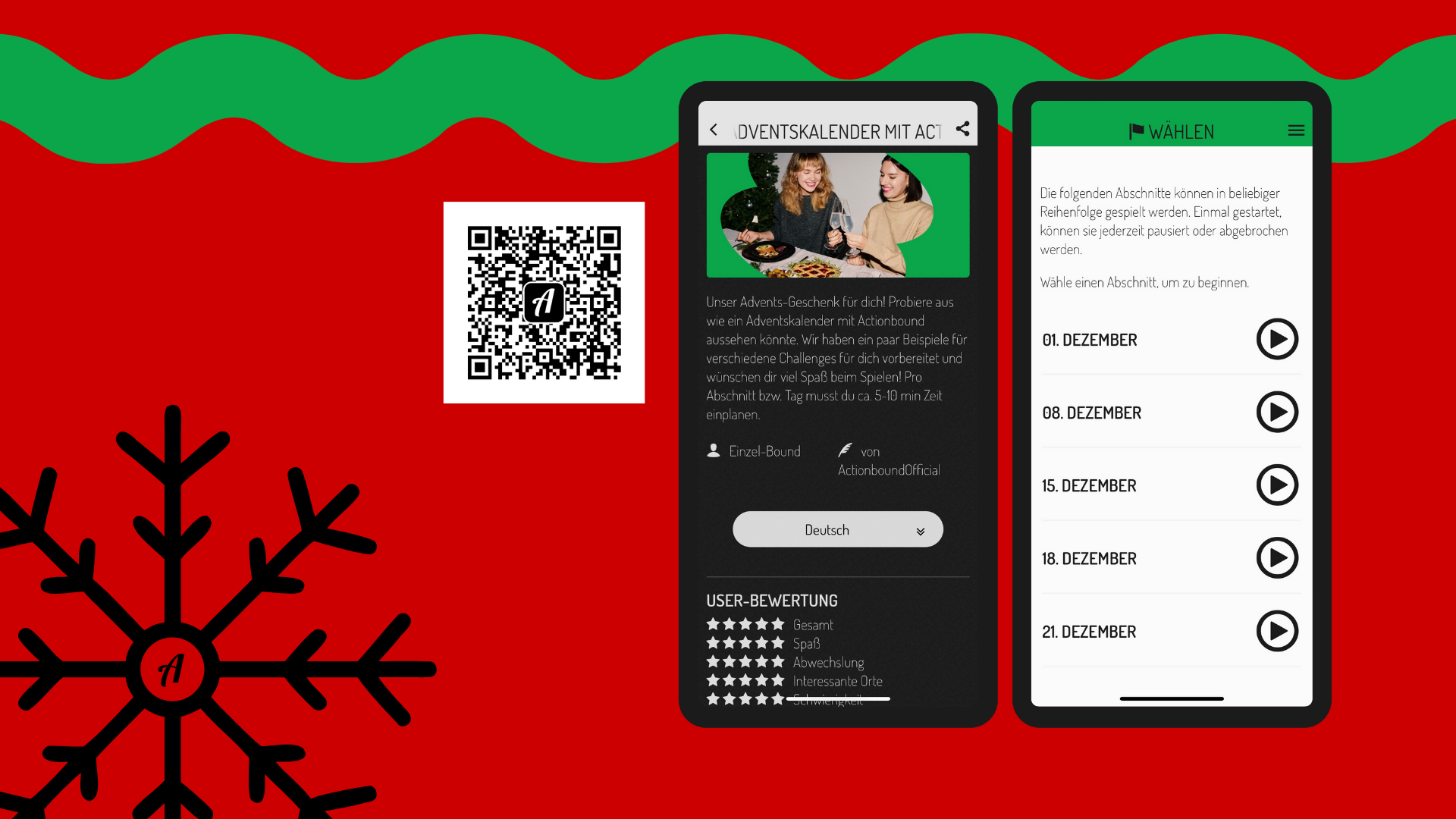 Zwei Screenshots von je einem Smartphone und einem Tablet mit Beispiel-Bound