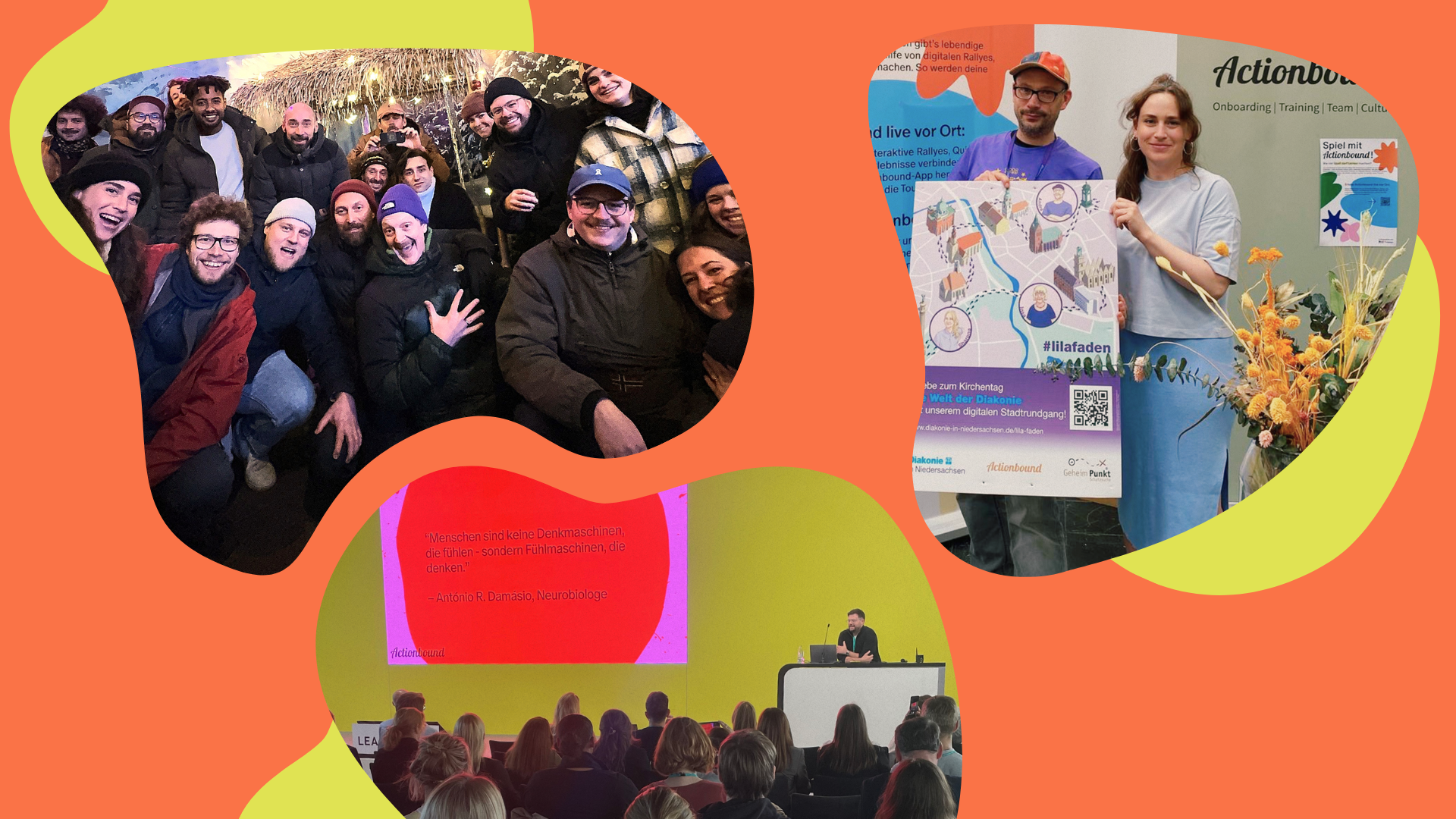 Drei Bilder die das Team bei verschiedenen Events zeigen