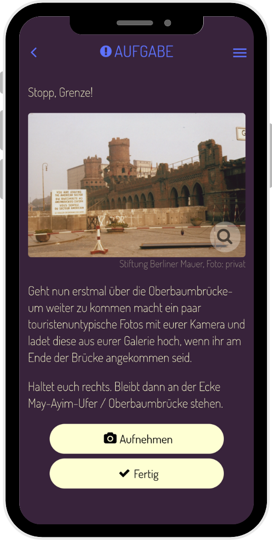 Screenshot einer Quizfrage aus dem Bound Spurenwandler Eine Mauer durch Berlin 